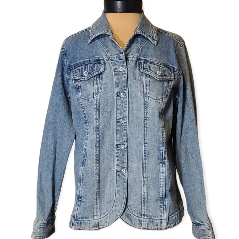 Jean Jacket Laura Ashley Bling Embellished Rhinestone Medium
